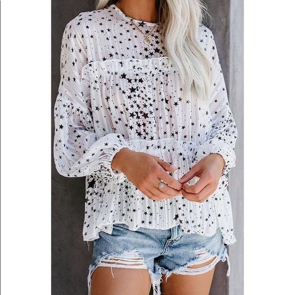 The Impeccable Pig Tops - The impeccable pig Pleated Loose Star Print Top